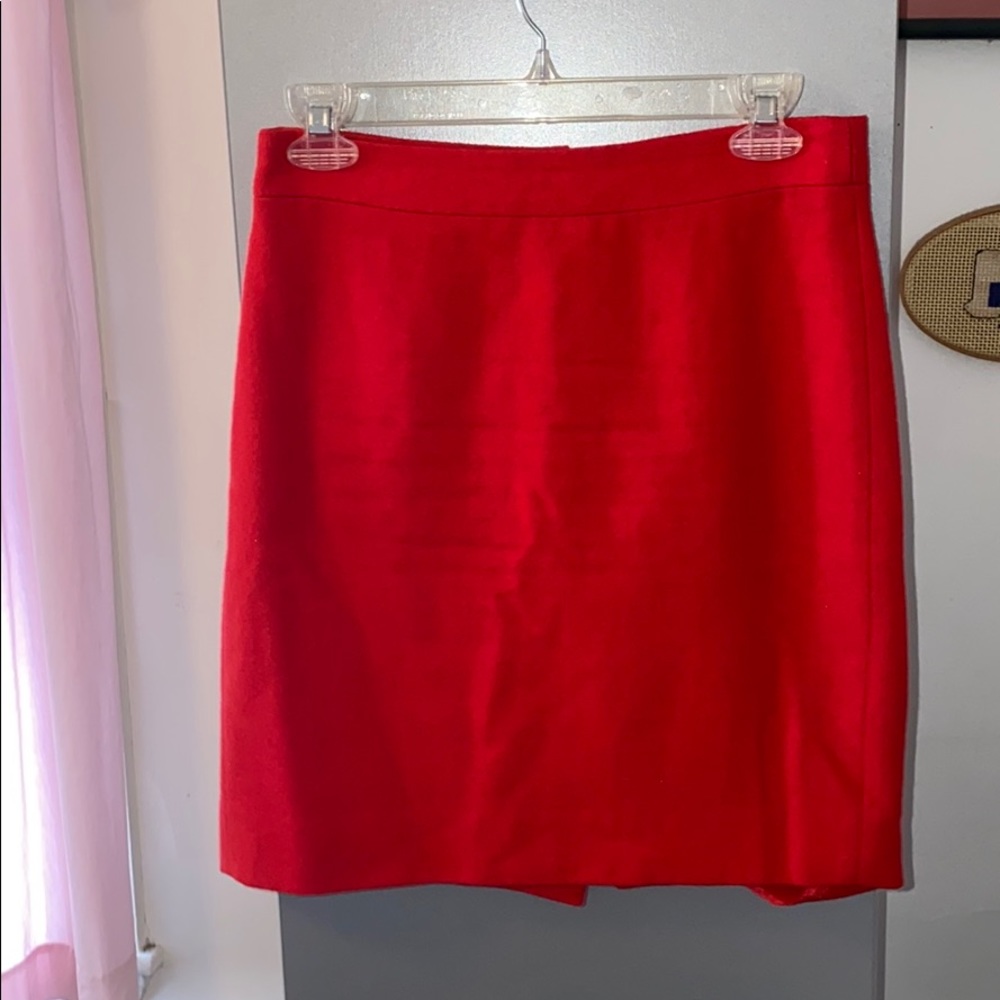 JCrew red wool pencil skirt